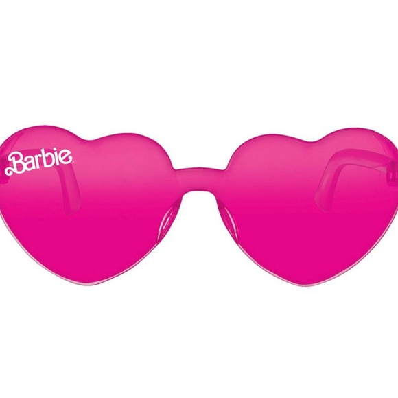 Barbie The Movie Retro Logo Rimless Pink Heart Glasses - Adult Size - Picture 3 of 4